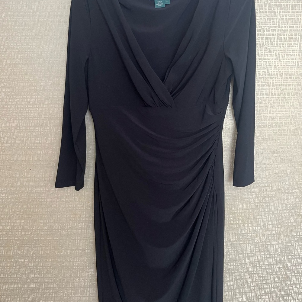 Ralph Lauren Black Long Sleeve Draped Dress
